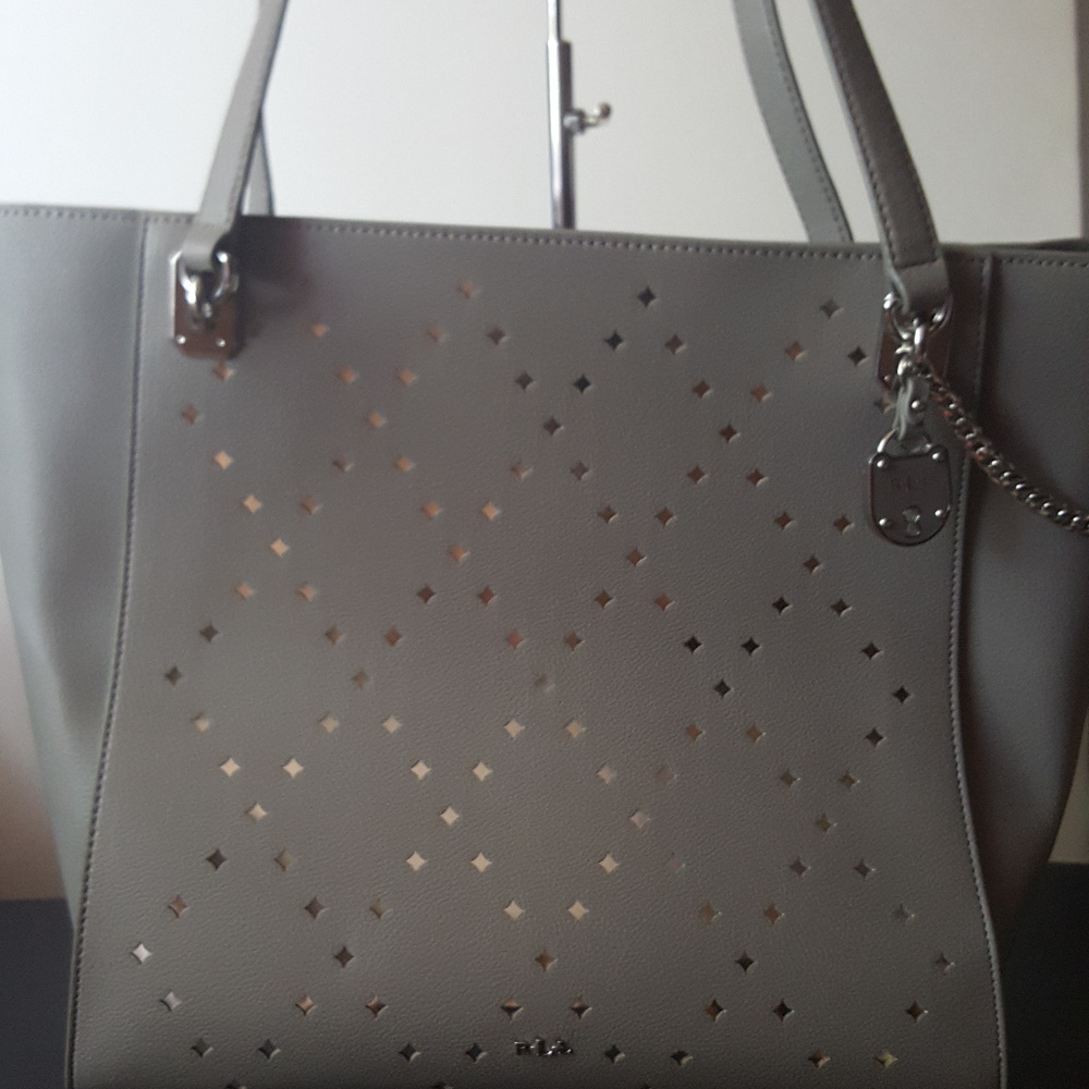 Lauren Ralph Lauren Collection Grey Silver Tote